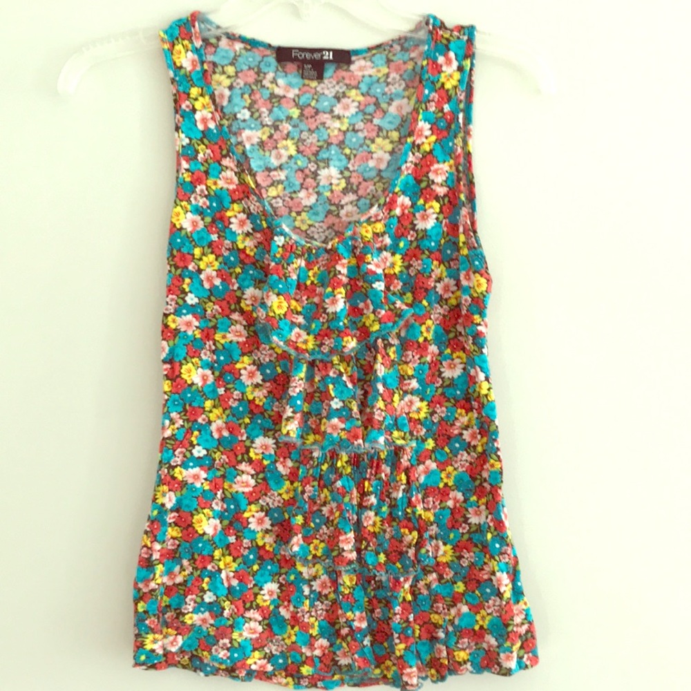 ⭐️3/$20 Forever 21 floral ruffle tank